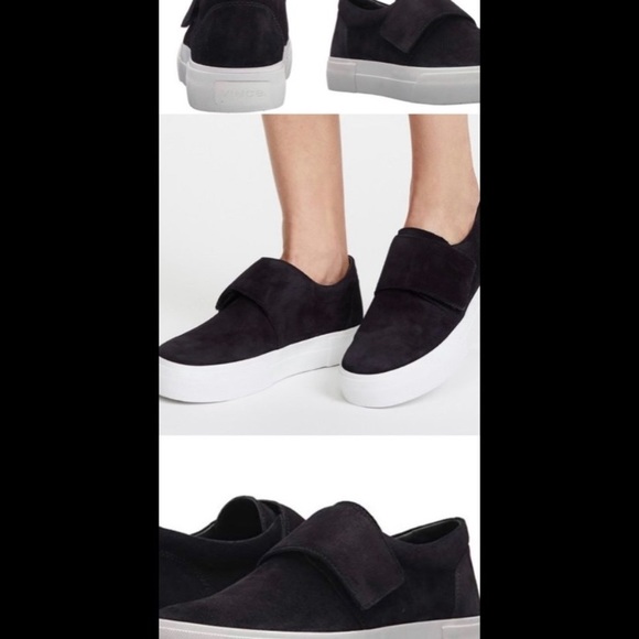 VINCE Suede Velcro Sneakers in Navy Blue - Picture 2 of 6